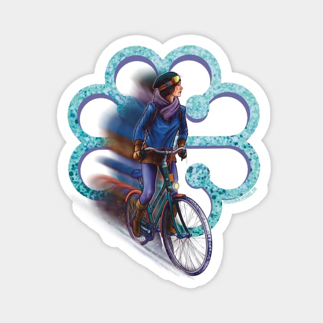 montreal winter bicyling Magnet by Paskalamak