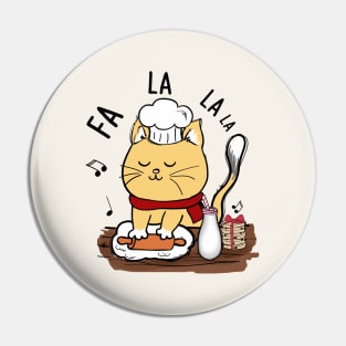 Meowy Christmas Chef Cat Fa La La La Pin