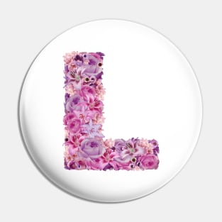 Pink Floral Letter L Pin