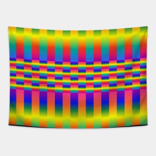 Dark and Light Rainbows (Checkers and Stripes) Tapestry