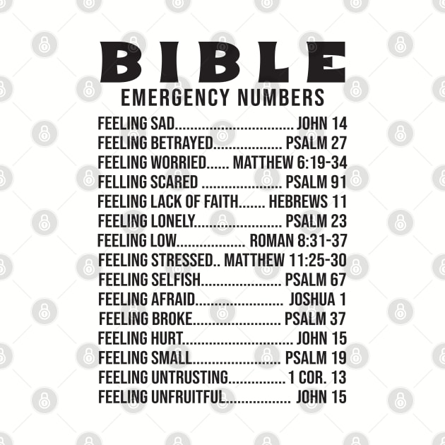 Bible Emergency Numbers by ChristianLifeApparel