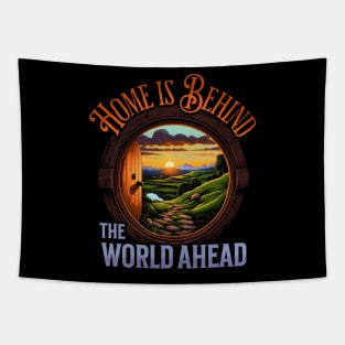 Home is Behind - The World Ahead - Round Door - Fantasy Tapestry