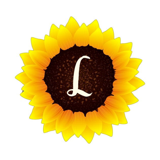 Floral Monogram L Bright Yellow Sunflower by floralmonogram