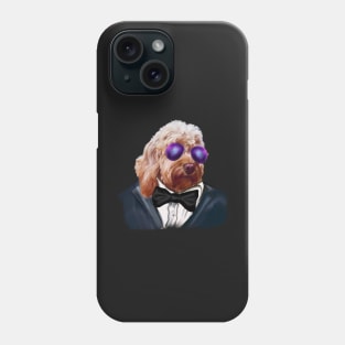 Cavapoo Daddy Cool ! Cute Cavapoo Cavoodle puppy dog Face with sunglasses and tuxedo with bow tie  - cavalier king charles spaniel poodle, puppy love Phone Case