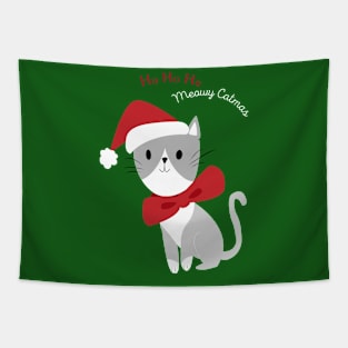 Meowy Catmas, Merry Christmas Pun Tapestry