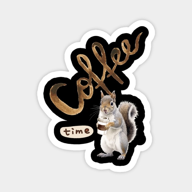 Coffee Time Squirrel Magnet by tmbakerdesigns