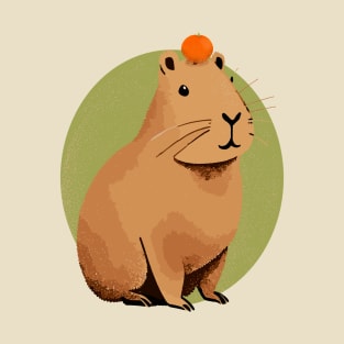 Capybara with Orange On head T-Shirt