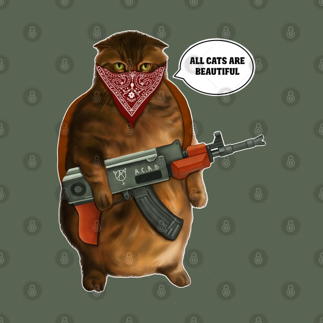 Cat with gun acab by Meakm