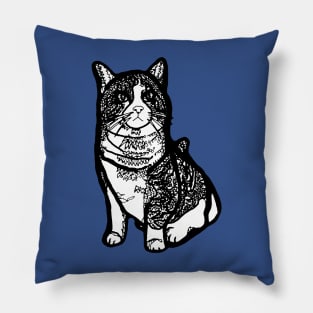 Disappointed Cat - zen doodle style Pillow