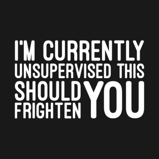 I'm Currently Unsupervised This Should Frighten You - Funny Sayings T-Shirt