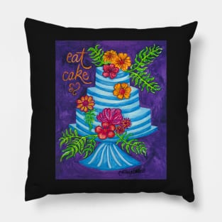 Eat Blue Striped Cake Pillow