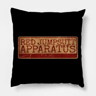 Aliska, text red retro Red Jumpsuit Apparatus Pillow