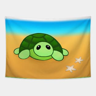 Little Turtle By The Beach Tapestry