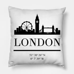 LONDON ENGLAND BLACK SILHOUETTE SKYLINE ART Pillow