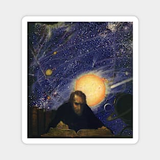 Vintage Astronomer with a Book Under the Night Sky Magnet