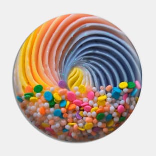 Rainbow Sprinkle Swirly Cupcake Pin