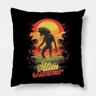 Alien Summer- Extraterrestrial Beach Vibes Pillow