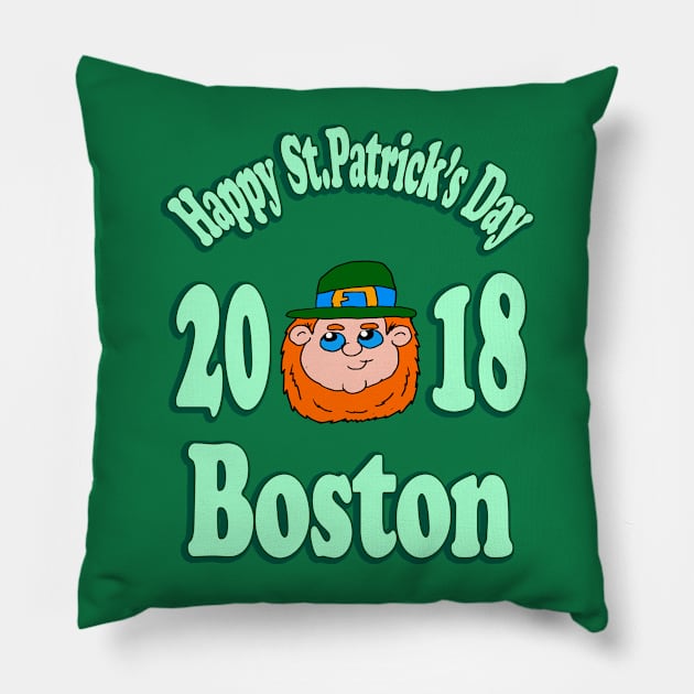 Happy St.Patrick's Day Boston 2018 leprechaun Pillow by Eric03091978