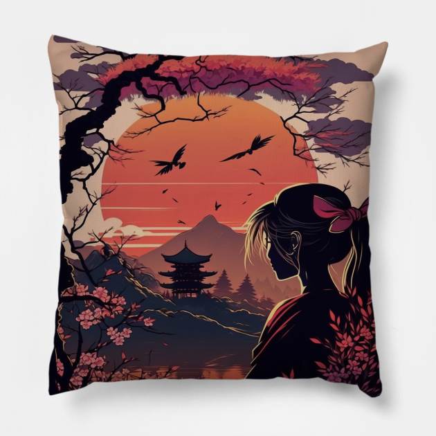 Japanese Garden Pillow by Durro