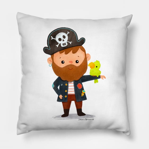 Pirate with Parrot Pillow by julianamotzko