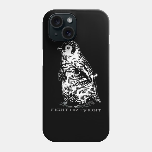 Vintage Fight or Flight Penguin Phone Case by Manut WongTuo