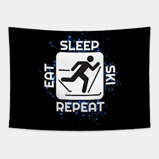 Eat Sleep Ski Repeat T-Shirt and Apparel For Skiers Tapestry