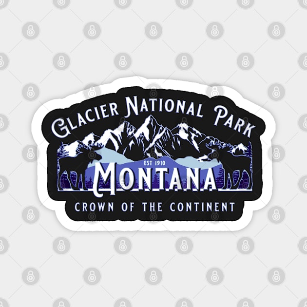 Vintage Glacier National Park Montana Hiking Camping Magnet by masterpiecesai