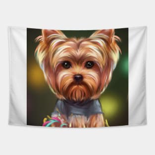 Cute Yorkshire Terrier Drawing Tapestry