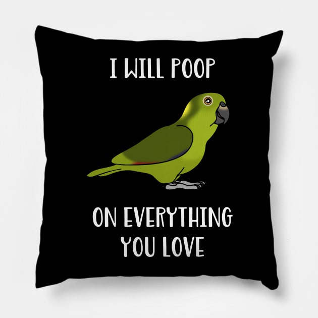 Yellow Naped Amazon Parrot Will poop on everything you love Pillow by FandomizedRose