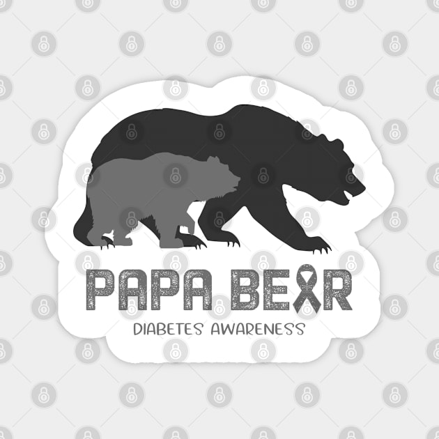 Papa Bear Diabetes Awareness Support Diabetes Warrior Gifts Magnet by ThePassion99