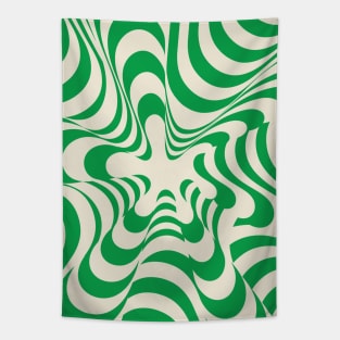 Abstract Groovy Retro Liquid Swirl in Green Pattern Tapestry