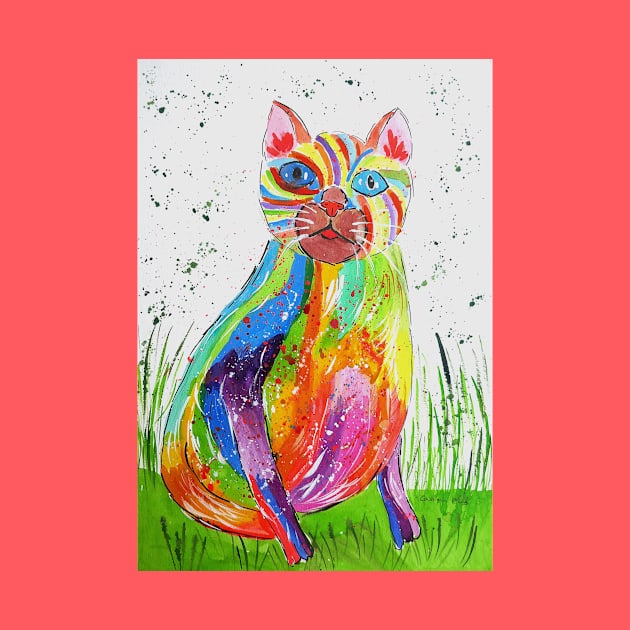 Quirky Colourful Cat by Casimirasquirkyart