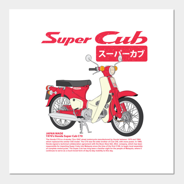 Honda Super Cub C70 Honda Motorcycles Posters And Art Prints Teepublic