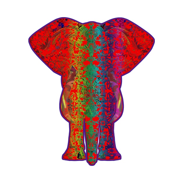 Rainbow Red Elephant on Purple by Diego-t