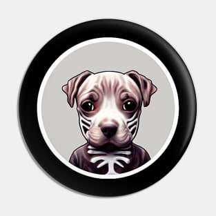 Kawaii Halloween Pitbull Puppy Skeleton Costume Pin