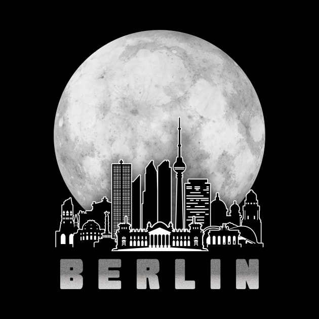 Berlin Germany Skyline Full Moon by travel2xplanet