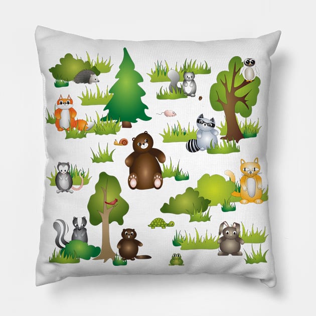 Cute forest scene Pillow by candhdesigns