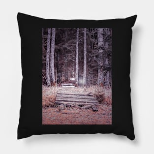 Old wooden bridge in forest Pillow