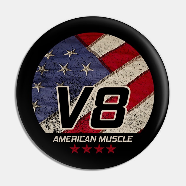 American Muscle US Car I Vintage Retro USA V8 Design Pin by az_Designs