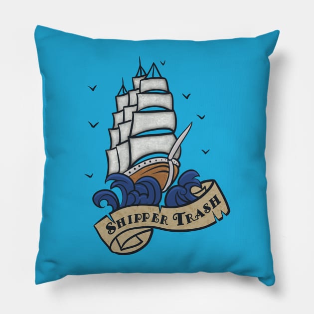 Nerdy Tee - Shipper Trash Pillow by KennefRiggles