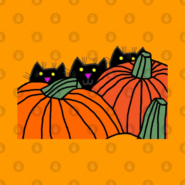 Funny Cats and Pumpkins at Halloween by ellenhenryart