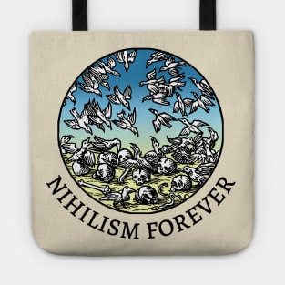 Nihilism Forever  ///// Vintage Medieval Humor Illustration Design Tote