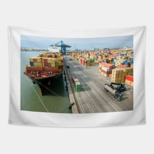 Container ship and port (C001/3765) Tapestry