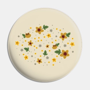 Woodland Yellow Flowers - Cream Pin