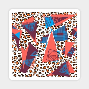 Leopard skin texture, squares and triangles Magnet