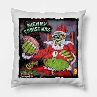 Santa Zombie wants Brains by Grafixs© / Miguel Heredia Pillow