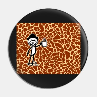 GG Coffee Guy Stick Figure Giraffe Print Pin