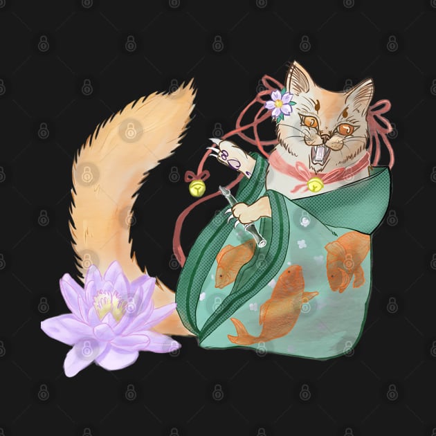 japan cat with kimono by NevermindOnArt