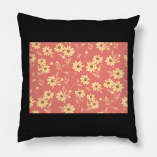 The cute flower pattern in light yellow and peach fresh spring colours Pillow