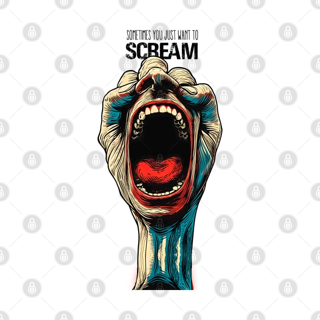 Screaming Hand: Sometimes We All Want to Scream on a light (Knocked Out) background by Puff Sumo